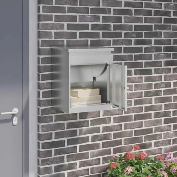 vidaXL Paketbox 47,5 x 38 x 59 cm, wetterfester Stahlbriefkasten mit sicherem Schlossmechanismus und modernem Design – Bild 2