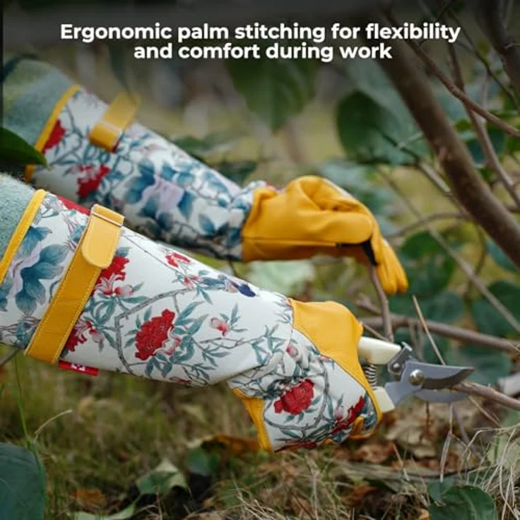 Mustbau Lange Gartenhandschuhe für Damen, wasserabweisende Kunstleder Gauntlet mit Anti-Rutsch-Handflächen und verstärkten Fingerspitzen, XL – Bild 5