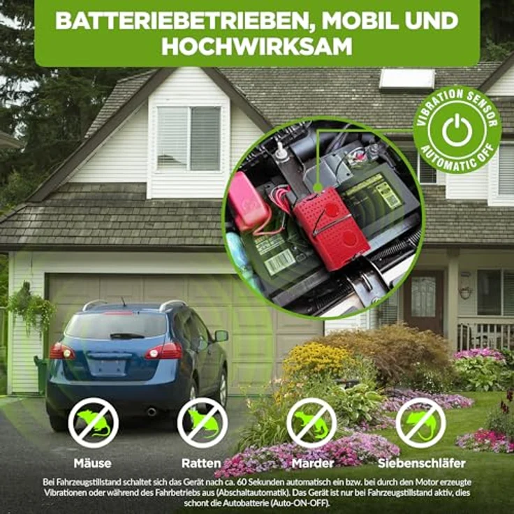 ISOTRONIC® Marderschreck Auto | Ultraschall Marder- und Mäuseabwehr, mobil und batteriebetrieben, ideal für Haus und KFZ, seit 1979 – Bild 4