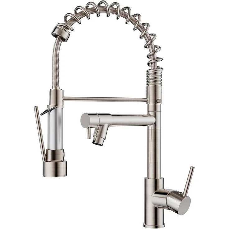 LuxusKollektion Edelstahl-Küchenarmatur Wasserhahn Schwarz, 360° Schwenkbarkeit, Doppelspray mit praktischem Design
