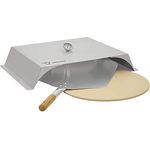 BBQ-Toro Pizzaaufsatz für Gasgrill | Edelstahl | 56 x 39 cm | Pizzacover mit Thermometer | Pizzahaube (Pizzaaufsatz mit Pizzastein und Schaufel)