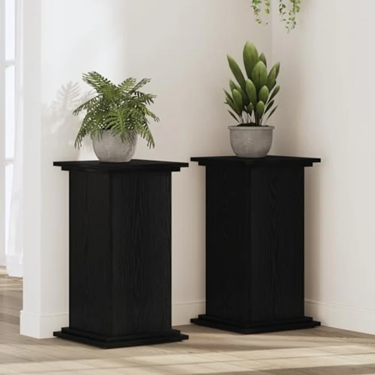 vidaXL Blumenständer Pflanzenständer Schwarze Eiche, 33x33x60 cm, stabiles Naturholz, mattiertes Finish für innen und außen – Bild 2