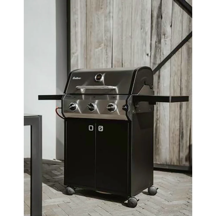 Enders® Gasgrill Chicago Next 3, 3-Edelstahlbrenner, doppelwandige Garhaube, Gussrost, 2 abklappbare Seitenablagen, integriertes Thermometer, 9,6 kW #89396 – Bild 2