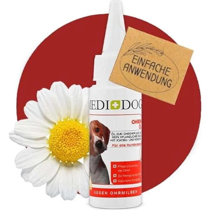 MEDIDOG Ohren-Öl – 50 ml – gegen Ohr-Milben & Jucken – Pflege für Hunde mit Jojobaöl – Ohrenpflege – Ohrenöl-Extrakt – Bild 1