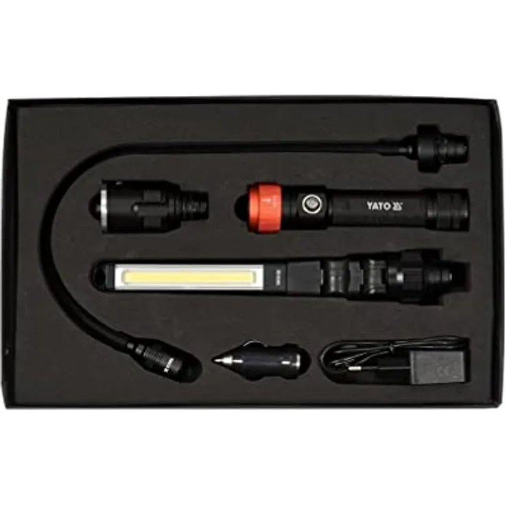 YATO Handleuchte 280, 190, 380 Lumen Lampe NEU, 3in1-Modell, IP54, Aluminium/Abs, magnetisch, grün/rot