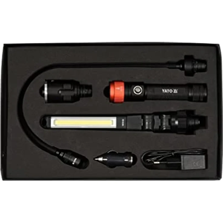 YATO Handleuchte 280, 190, 380 Lumen Lampe NEU, 3in1-Modell, IP54, Aluminium/Abs, magnetisch, grün/rot – Bild 1
