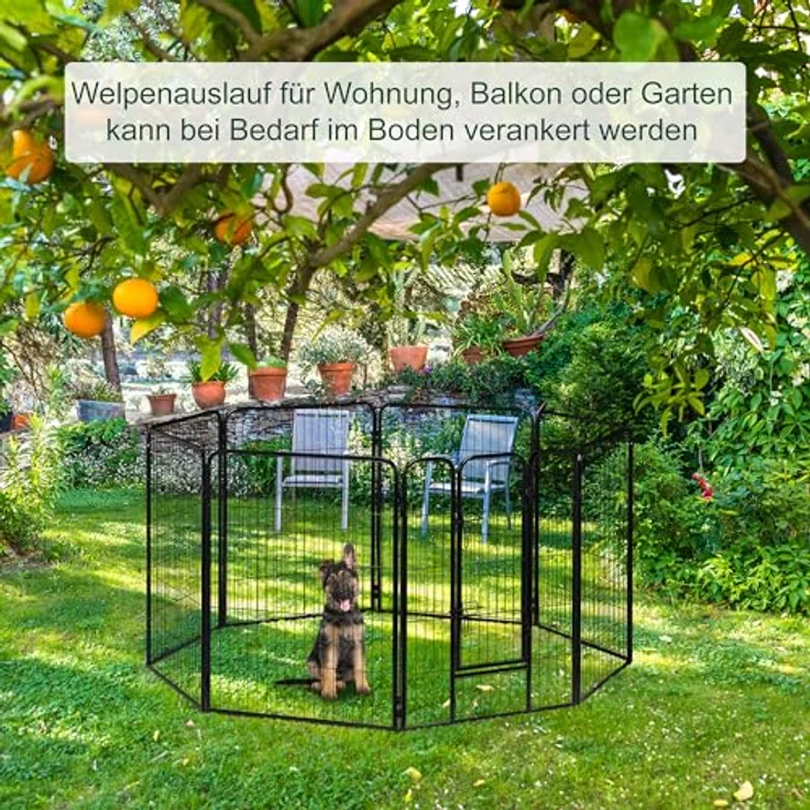 Relaxdays Welpenauslauf, Gehege für kleine Hunde und Haustiere, individuell anpassbar, inkl. Bodenpfosten für zusätzlichen Halt – Bild 2