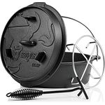 BBQ-Toro Dutch Oven Premium Serie | 7,3 Liter (DO6P), Topf ohne Füße | bereits eingebrannt - preseasoned | Verschiedene Größen | Gusseisen Kochtopf | Bräter mit Deckelheber