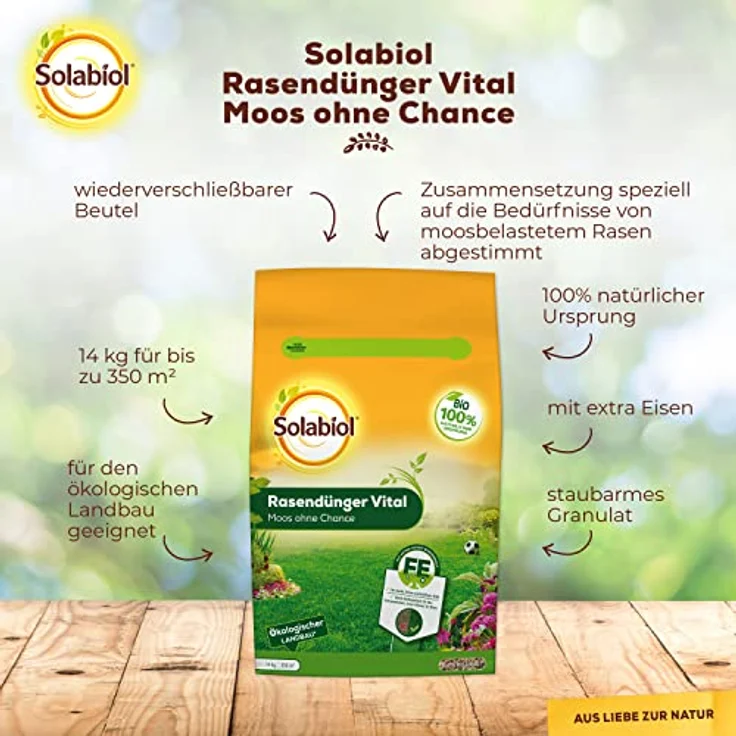 SBM Solabiol Rasendünger Vital - Moos ohne Chance, 14 kg – Bild 2