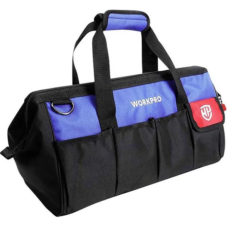 Workpro Werkzeugkoffer, 300 mm (12″) Aufbewahrungstasche mit verstellbarem Riemen und Reißverschlussöffnung, schwarz