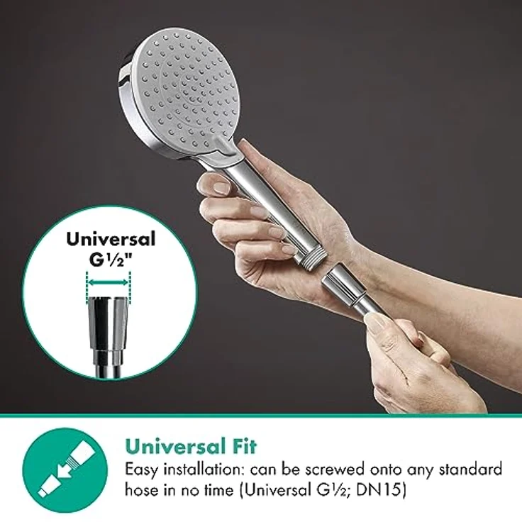 hansgrohe Vernis Blend Handbrause 26340000, Brausekopfgröße 100mm, Rain und IntenseRain Strahlarten, für Durchlauferhitzer geeignet – Bild 4
