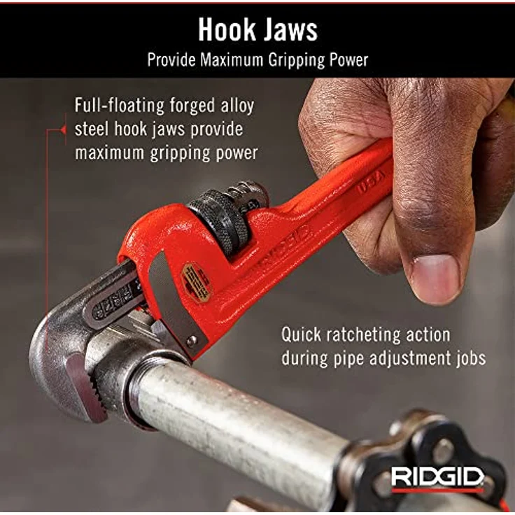RIDGID 31005 Modell 8'' gerade Rohrzange für schwere Beanspruchung, 8'' Sanitär-Schraubenschlüssel – Bild 5