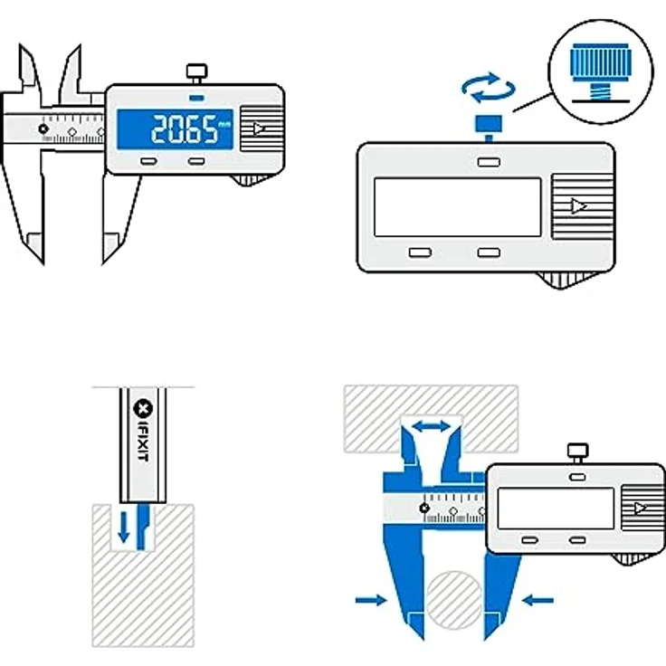 iFixit Digitaler Messschieber, Präzisionsmessgerät aus gehärtetem Stahl, 0-150 mm Messbereich, mm/Zoll Anzeige – Bild 4