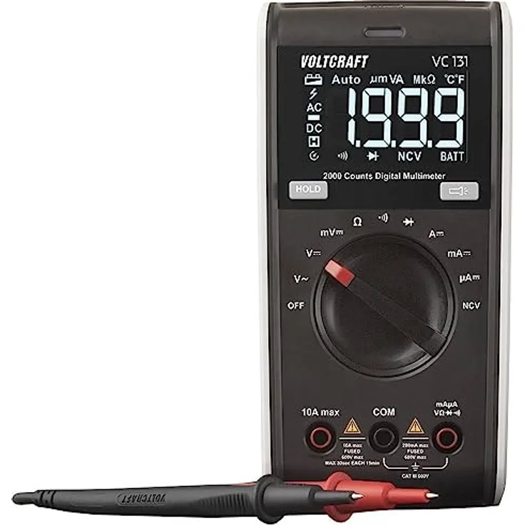 VOLTCRAFT VC131 Hand-Multimeter digital CAT III 600V Anzeige (Counts) 2000