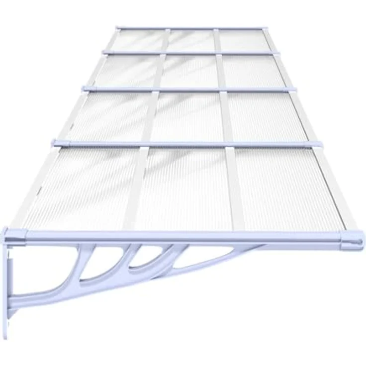 vidaXL Türvordach Grau und Transparent 396x90 cm Polycarbonat, wetterfest und korrosionsbeständig – Bild 7