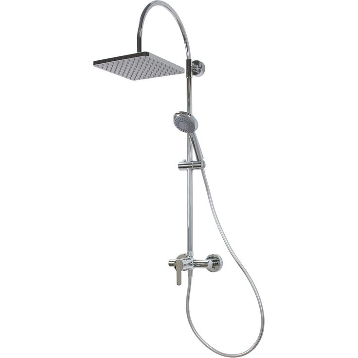 Breuer Duschsystem 'Aquamaxx 200' chromfarben mit Einhebelmischer, eckige Kopfbrause, höhenverstellbare Handbrause und 3 Strahlarten