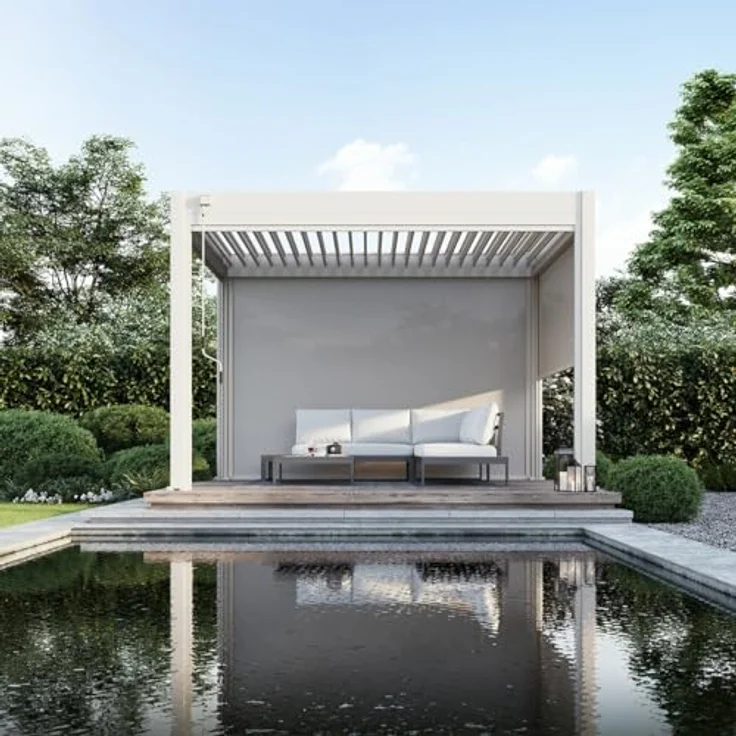 Weide Pavillonseitenteil Sonnenrollo Sand, stufenlos einstellbar, 265x236 cm, für Deluxe Pergola – Bild 2
