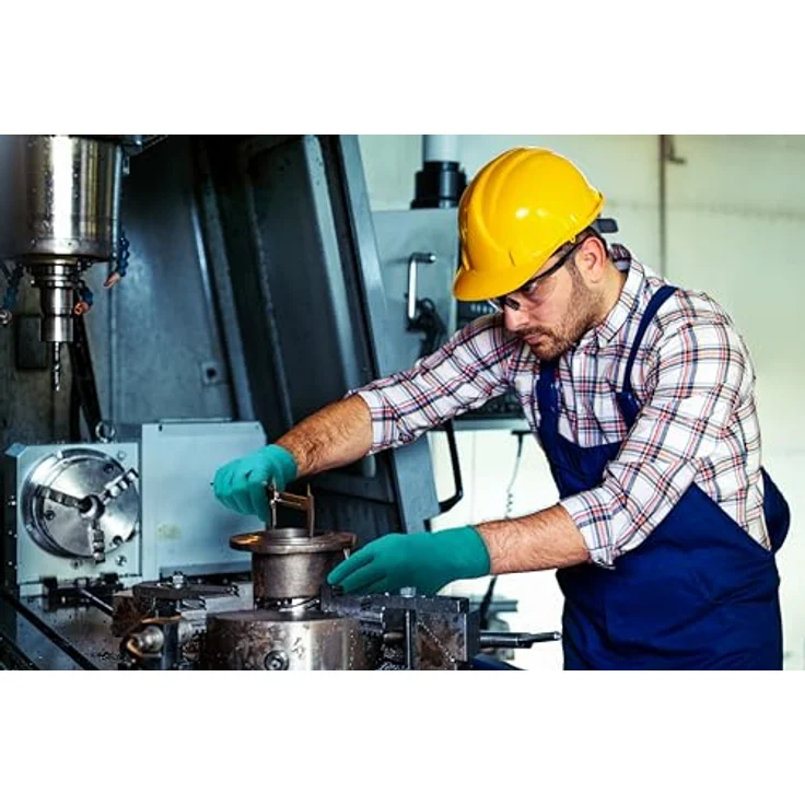 Ansell TouchNTuff 92-600 Einweg-Handschuhe in Nitril, Einmal-Handschuhe, Chemikalien- und Lebensmitteln-Industrie, Grün Größe 7.5 - 8 (Spender mit 100 Handschuhen) – Bild 4