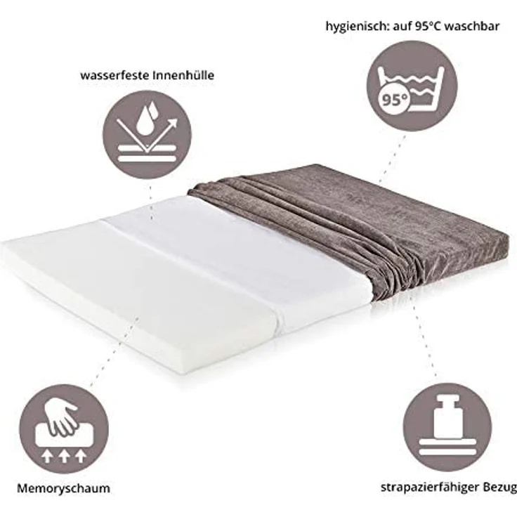 ONVAYA® Hundekissen aus Memory Foam | orthopädisch | 95 Grad waschbar | grau | Größe S-XXL | Hundebett | Hundematratze | Hundematte | Liegekissen (XXL (112 x 74 x 5 cm)) – Bild 3