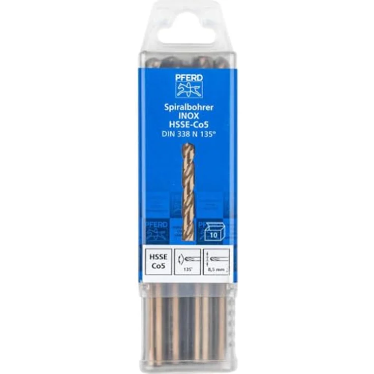 Pferd Mehrzweckbohrer PFERD SPB DIN 338 HSSE N 8,5 INOX 25203575, Hochleistungs-Spiralbohrer für Stahl und Edelstahl mit Kreuzanschliff – Bild 2