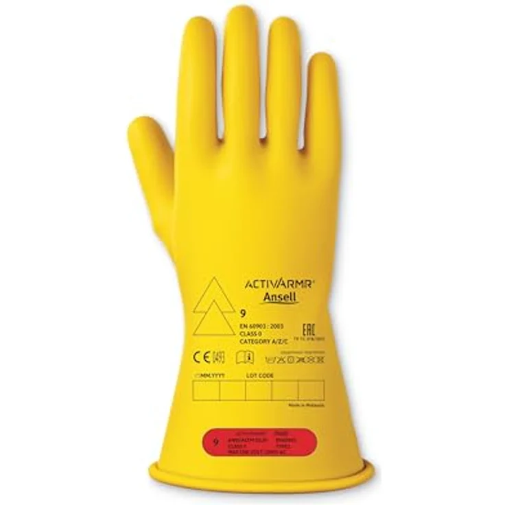 Ansell ActivArmr Elektriker-Schutzhandschuhe, Elektroschutz Klass 0 (1000V), 28cm gelb, Größe L (1 Paar) – Bild 2