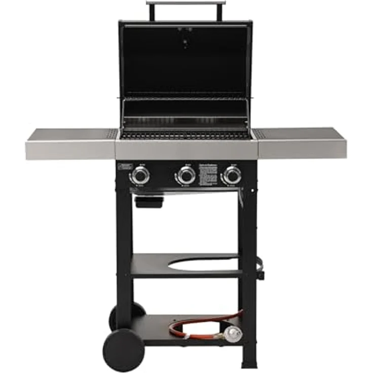 TAINO WABAYA 3+0 Gasgrill Grillwagen 2 Brenner Keramik Sear-Burner Piezo-Zündung Thermometer Warmhalterost Schwarz Matt – Bild 5