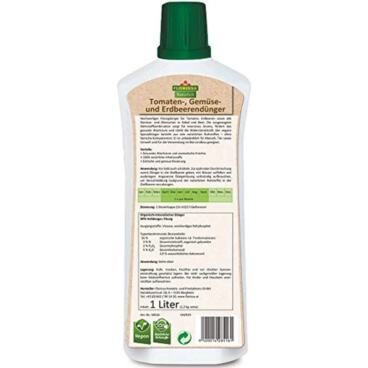 FLORISSA Tomaten Gemüse und Erdbeerendünger, 1 Liter – Bild 7