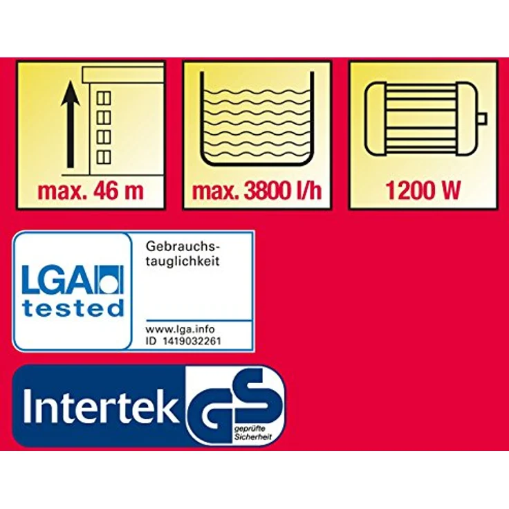 Walter Werkzeuge ZXJP1200 inox-C Edelstahl Hauswasserwerk 1.200 Watt 3.800 l/h Bewässerung max. Förderhöhe 46 m max. Förderdruck 4,6 bar max. Ansaughöhe 8 m Kesselinhalt 19 Liter – Bild 2