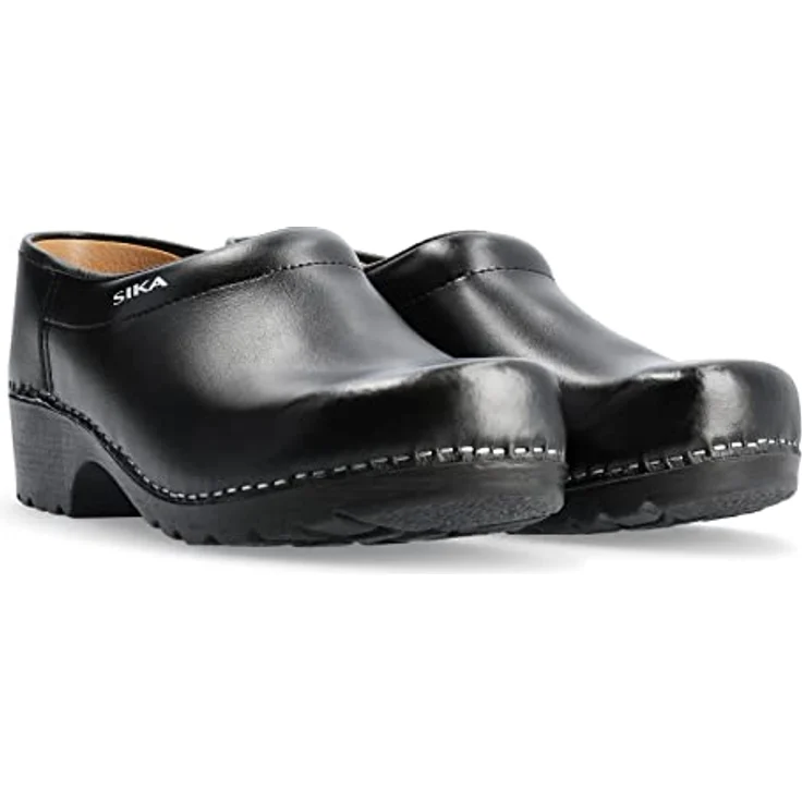 Sika Schuh Traditionell Clog, Robuster Arbeitsschuh aus Permair® Leder, rutschhemmende PU-Laufsohle, schwarz, Größe 38 – Bild 6