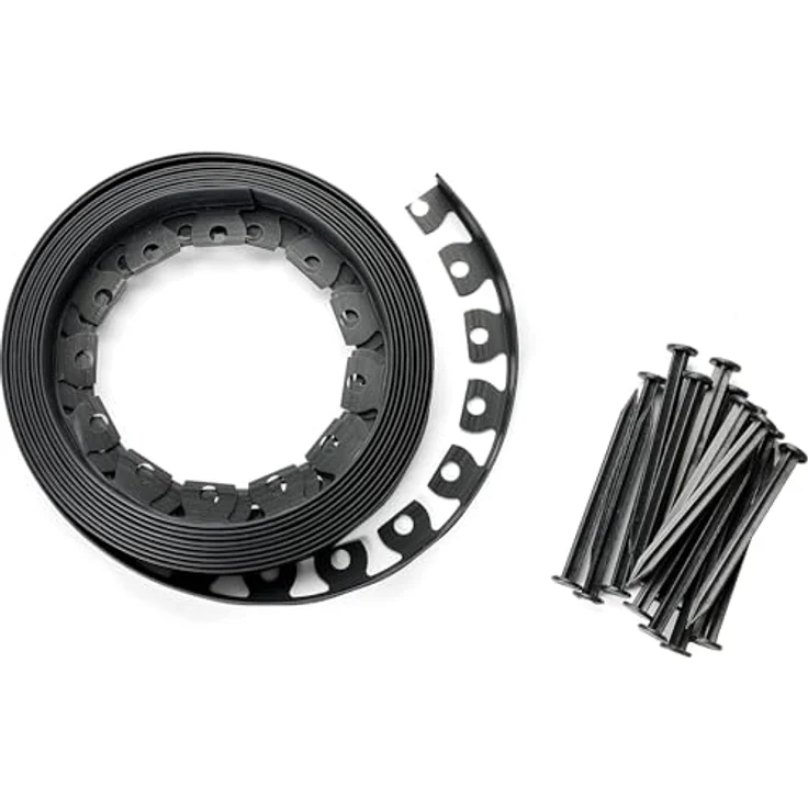 WDB Flexible Rasenkante, 20m lange Kunststoffeinfassung, 4cm hoch, schwarz RAL 9005, inkl. 40 Befestigungsnägel – Bild 5