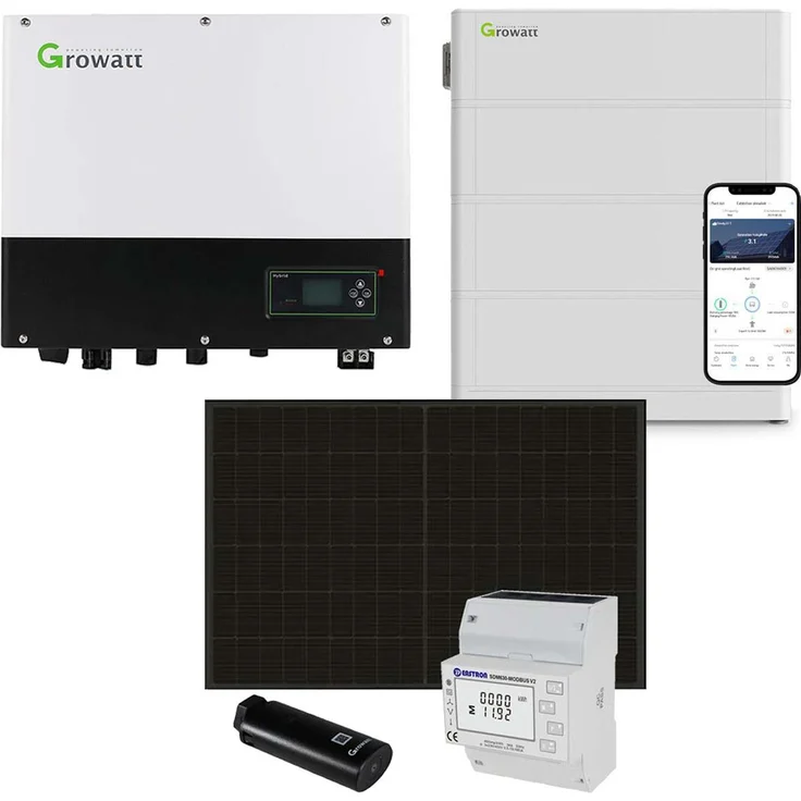 Growatt 7kWp PV Komplettanlage mit Solarmodulen und 7,6kWh Speicher