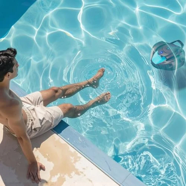 GRE Akku-Pool-Roboter 'RBG90', kabelloser Poolreiniger für Flachpools bis 80 m², 90 Min Laufzeit, leichtes Design, 2 Liter Filtersystem – Bild 6