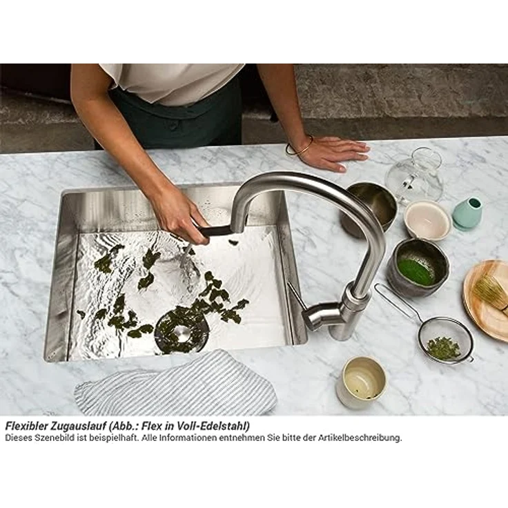 QUOOKER Flex Küchenarmatur mit COMBI+ Reservoir, schwarz - Kochendwasserhahn mit flexiblem Zugauslauf und 7 Jahren Garantie – Bild 2