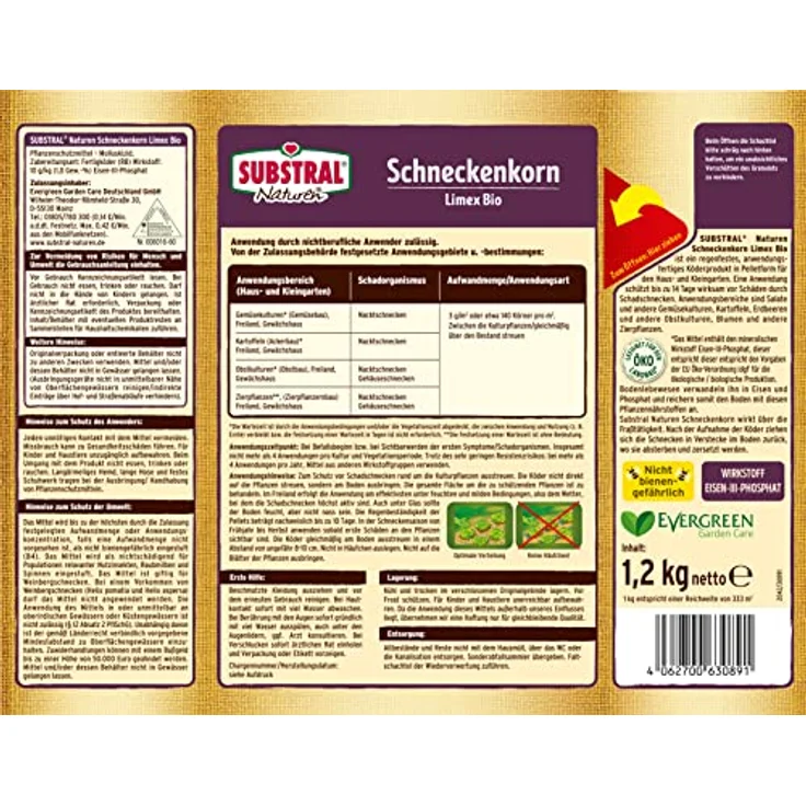 Substral Naturen Schneckenkorn Limex Bio, natürliches, regenfestes Ködergranulat zur Schneckenbekämpfung, für 400 m² - 1,2 kg, Hund – Bild 2