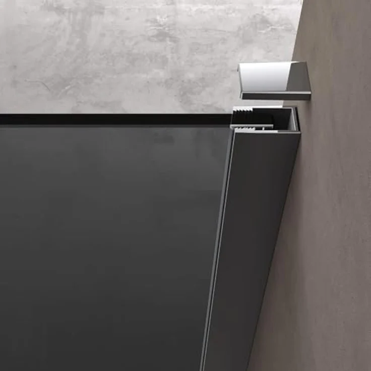 doporro Walk-in-Dusche Duschwand Bremen1VG, 8 mm ESG-Sicherheitsglas, NANO-Beschichtung, dunkelgrau – Bild 5