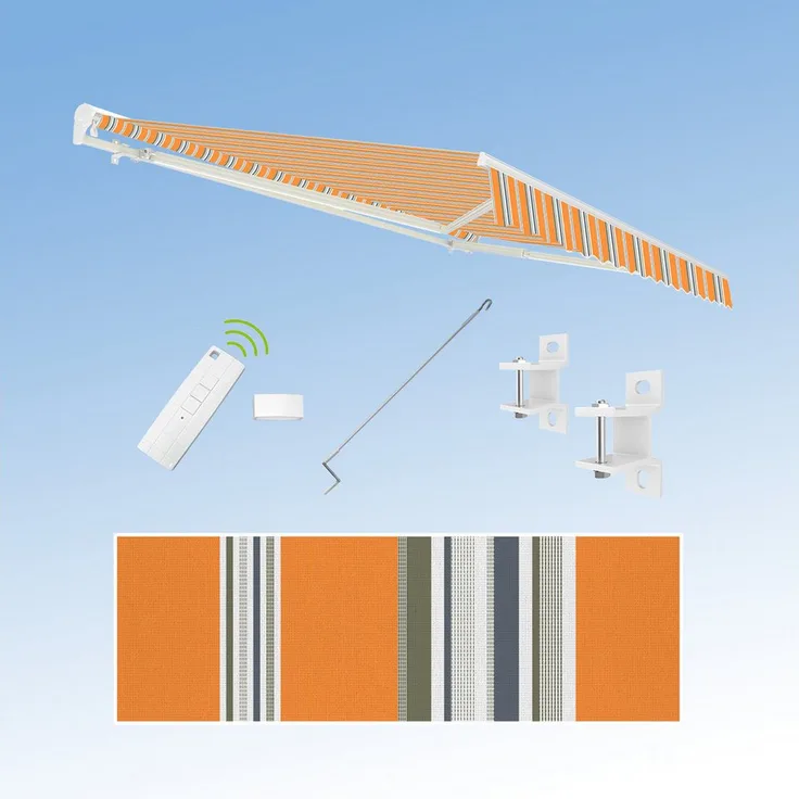 Eclipse Kassettenmarkise 3,50 x 3,00m elektrisch 3,5x3m - Smarthome-fähiger Motor, UV-Schutz 50+, Windstärke 5, Weiß