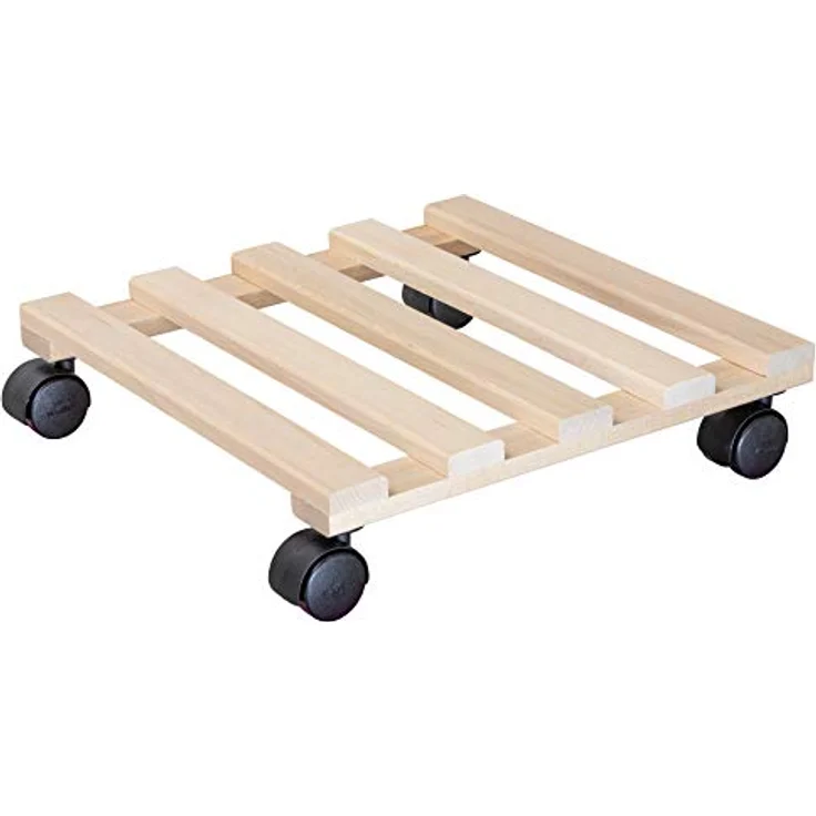 WAGNER Pflanzenroller PALETTI 34 x 34 x 8 cm I Pflanzenroller für Innenbereich, Buche Natur I Blumenroller aus FSC-Massivholz I Kübelroller aus Holz I Tragkraft 100 kg I Made in EU - 20033501 – Bild 2