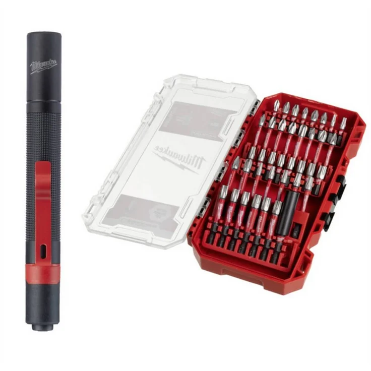 Milwaukee 4932498608 Bit-Set T-Profil, 39-teilig Kreuzschlitz Phillips und Pozidriv mit Shockwave Technologie