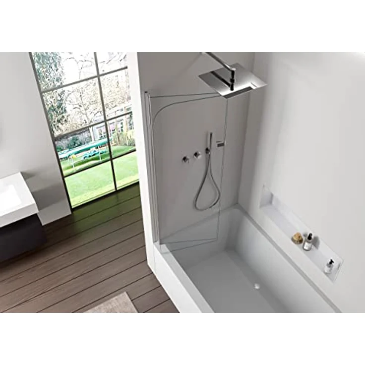 BERNSTEIN Schwenkbarer Badewannenaufsatz Duschabtrennung EX209 - 2 Glaselemente aus 6 mm Nano Echtglas, Chrom - 120 x 140 cm – Bild 8