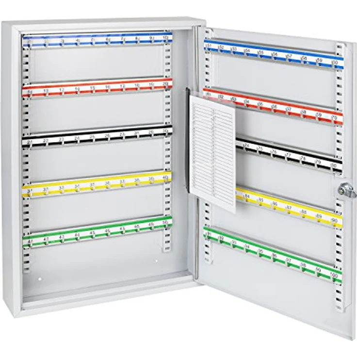 HMF 135100-07 Schlüsselschrank 100 Haken verstellbare Hakenleisten, 55,0 x 38,0 x 8,0 cm, lichtgrau, inkl. 100 Schlüsselanhänger – Bild 2