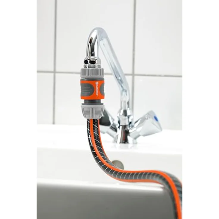 GARDENA Schnellanschluss-Satz: Wasserhahnanschluss-Set für den schnellen Anschluss von 13 mm (1-2 Zoll)- und 15 mm (5-8 Zoll) Wasserschläuchen (18285-20) Bewässerungszubehör – Bild 2