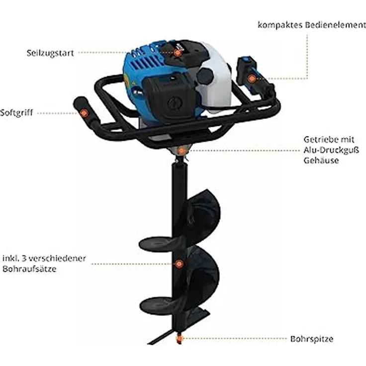 Güde Erdbohrer »GE 1450.1« Motor, 1,45 kW, max. 7500 U/min, (4-tlg) - Benzin Erdbohrer für präzises und kontrolliertes Arbeiten, inkl. Erdbohrer-Aufsätze – Bild 3
