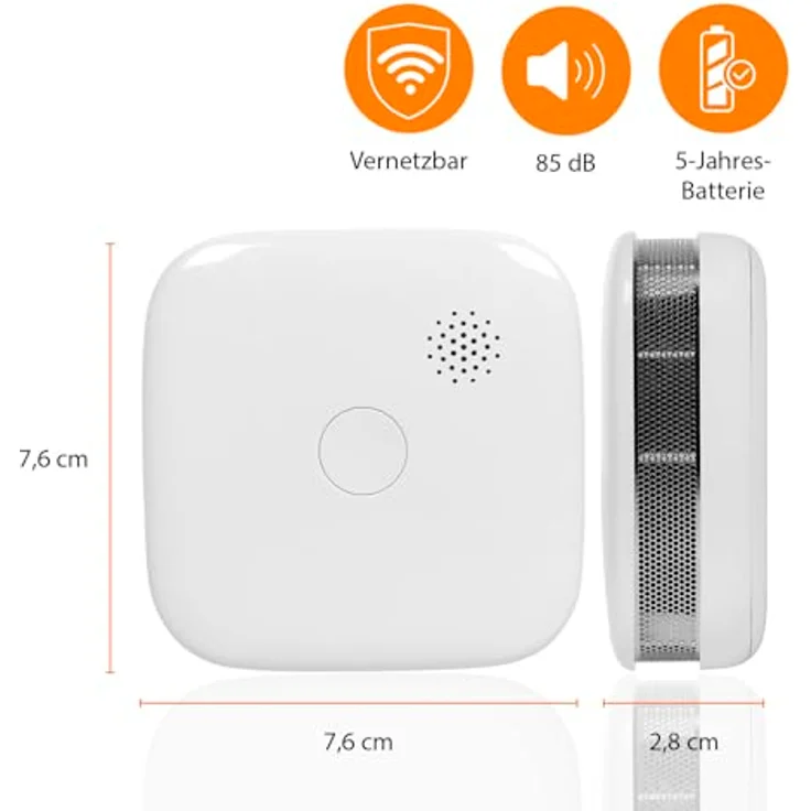 Smartwares Interkonnektierbarer Rauchmelder 2er-Pack - 5-Jahres-Batterie, Optischer Sensor, Leuchtanzeige - FSM-11652 – Bild 3