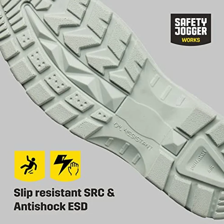 Safety Jogger X0500 S2 SRC, weißer Sicherheits- & Food-Service Schuh mit Zehenschutzkappe und rutschhemmender Sohle – Bild 4