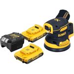 Dewalt DCW 210 D2, Akku Exzenterschleifer 18 V 125 mm Brushless, inkl. 2x Akku 2,0 Ah und Ladegerät