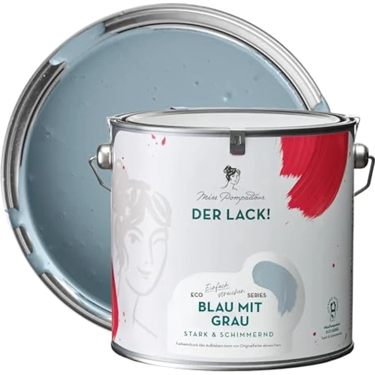 MissPompadour Holzfarbe Blau mit Grau, 2,5L Seidenmatte Möbelfarbe für Innen & Außen, witterungsbeständig, hohe Deckkraft, geruchsarm – Bild 1
