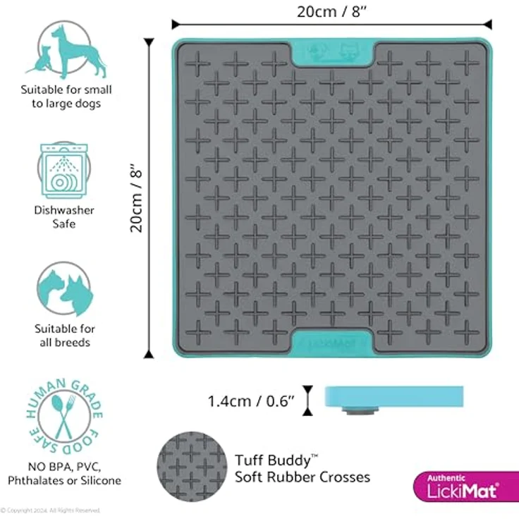LickiMat Buddy Tuff Antischlingnapf für nasse und trockene Hundenahrung, spülmaschinenfest, 20 x 20 cm, türkis – Bild 3