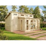 Alpholz Gartenhaus Lausitz-40 aus Massiv-Holz | Gerätehaus mit 40 mm Wandstärke | Garten Holzhaus inklusive Montagematerial | Geräteschuppen Größe: 570 x 420 cm | Pultdach - Preisvergleich