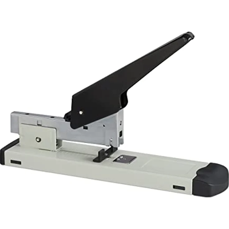 Relaxdays Heftgerät Profi, 100 Blatt Heftleistung, für 24/6 Klammern, einstellbare Einlegetiefe bis 70 mm, grauer Bürotacker – Bild 1