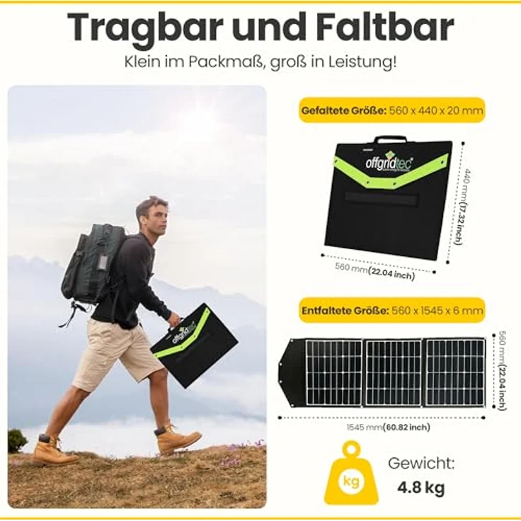 Offgridtec FSP-2 120W Faltbares Solarmodul mit Sunpower Back-Contact Zellen ohne Laderegler – Bild 3
